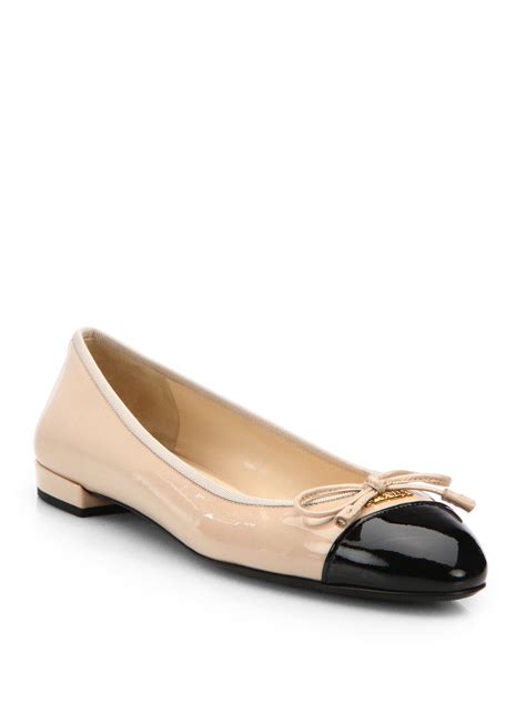 prada pointy patent cap toe ballet|Women's Prada Designer Flats .